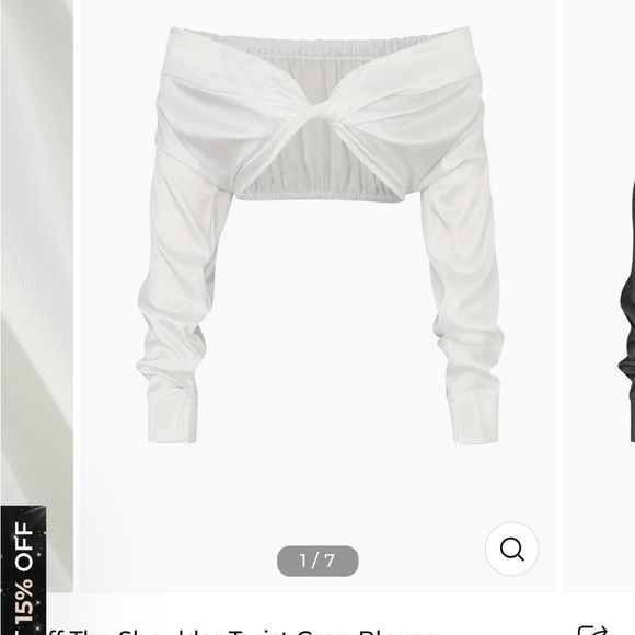 MICAS: Off The Shoulder Twist Crop Blouse - Picture 2 of 4